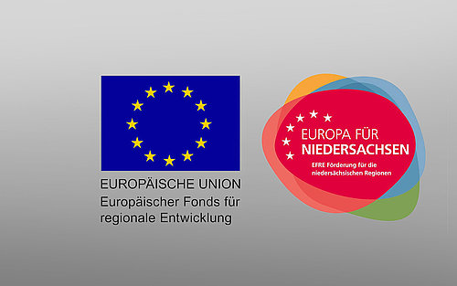 Flagge der Europäischen Union und Logo Europa für Niedersachsen