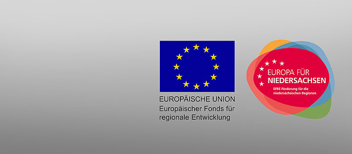 Flagge der Europäischen Union und Logo Europa für Niedersachsen