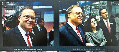 Mann auf der CeBIT Messe