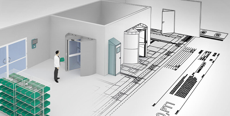 Plan eines texrooms von oben