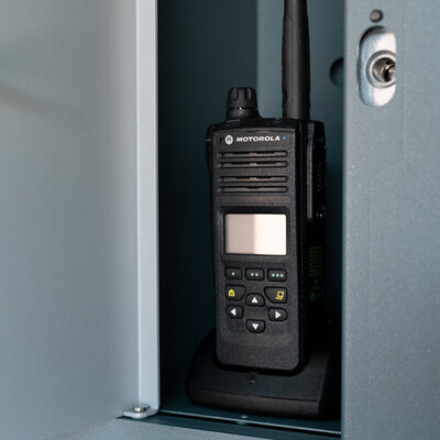  radio device inside a radio locker