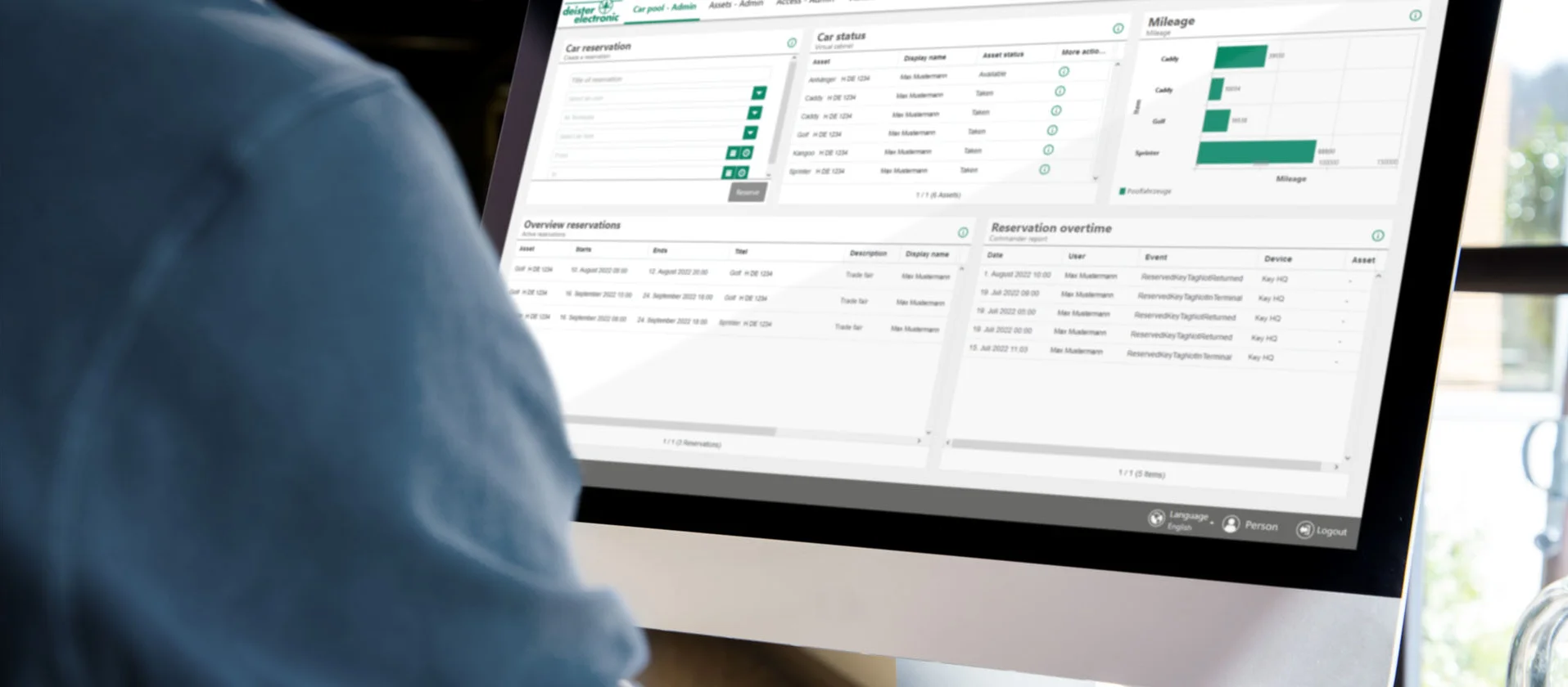 Ecran d'ordinateur et utilisation du logiciel deisterCockpit